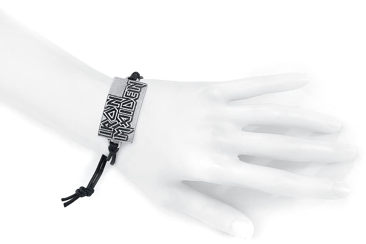 Iron Maiden Logo Unisex Bracelet - Black & Pewter Metal Band for Men & Women | Perfect for Concerts, Gifts & Rock Music Fans
