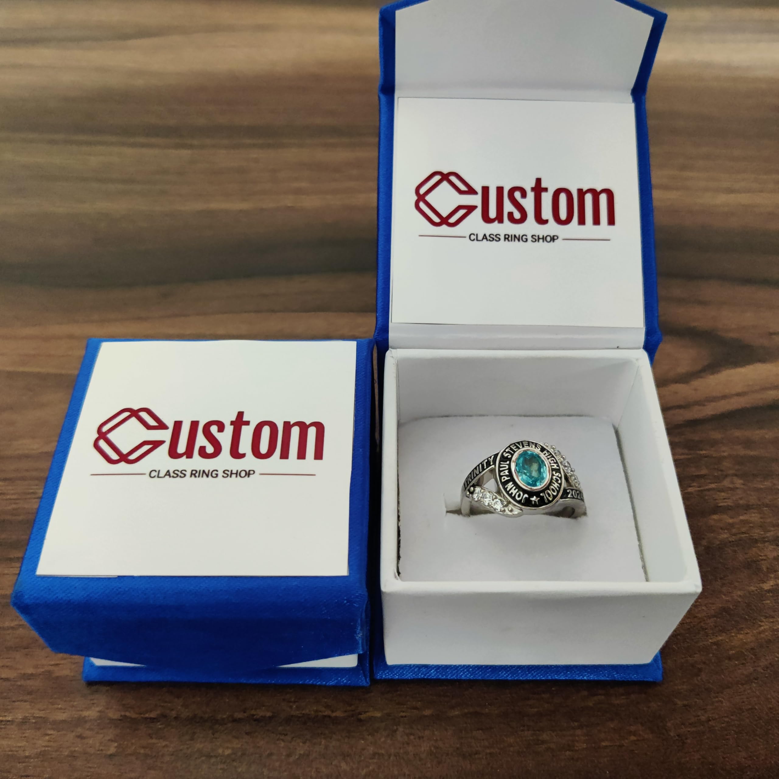 925 Sterling Silver Custom School Class Ring for Women - Personalized Graduation Jewelry Gift for Her, Perfect for High School & College Alumni