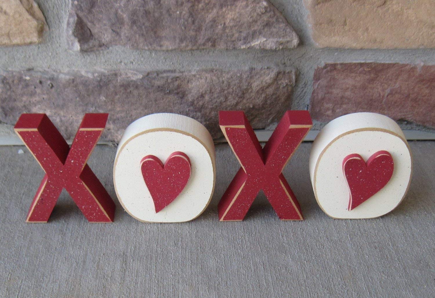 XOXO Blocks - Valentine's Day Wooden Decorative Letters for Shelves, Desks, Mantles & Home Decor | Perfect for Romantic Gifts, Wedding Decorations & Cozy Living Room Accents