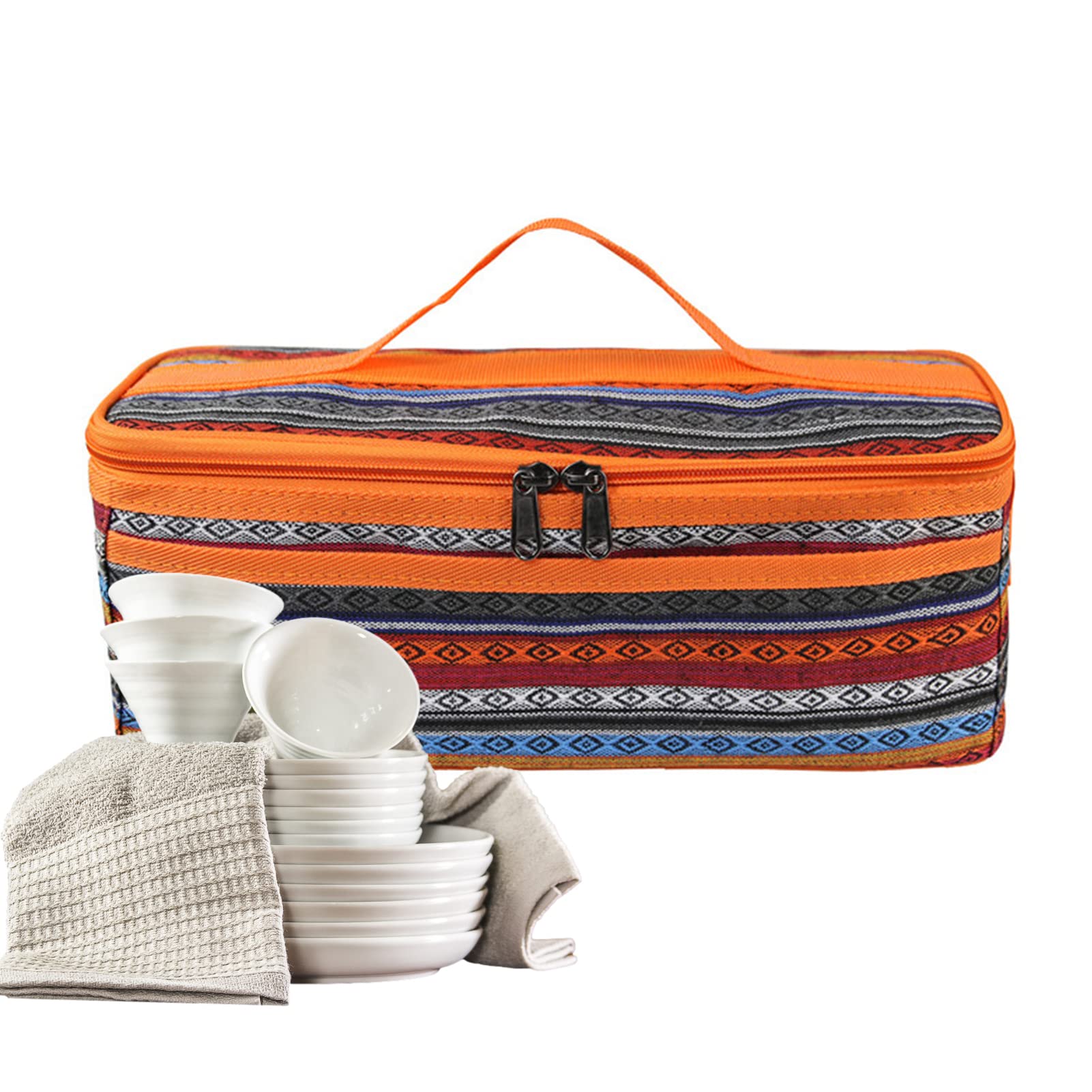 Portable Canvas Seasoning & Flatware Storage Bag - Compact Camping Utensil Roll for Space Saving, Foldable Kitchen Organizer (Ideal for Outdoor Picnics, RV Trips & Home Kitchen Organization)