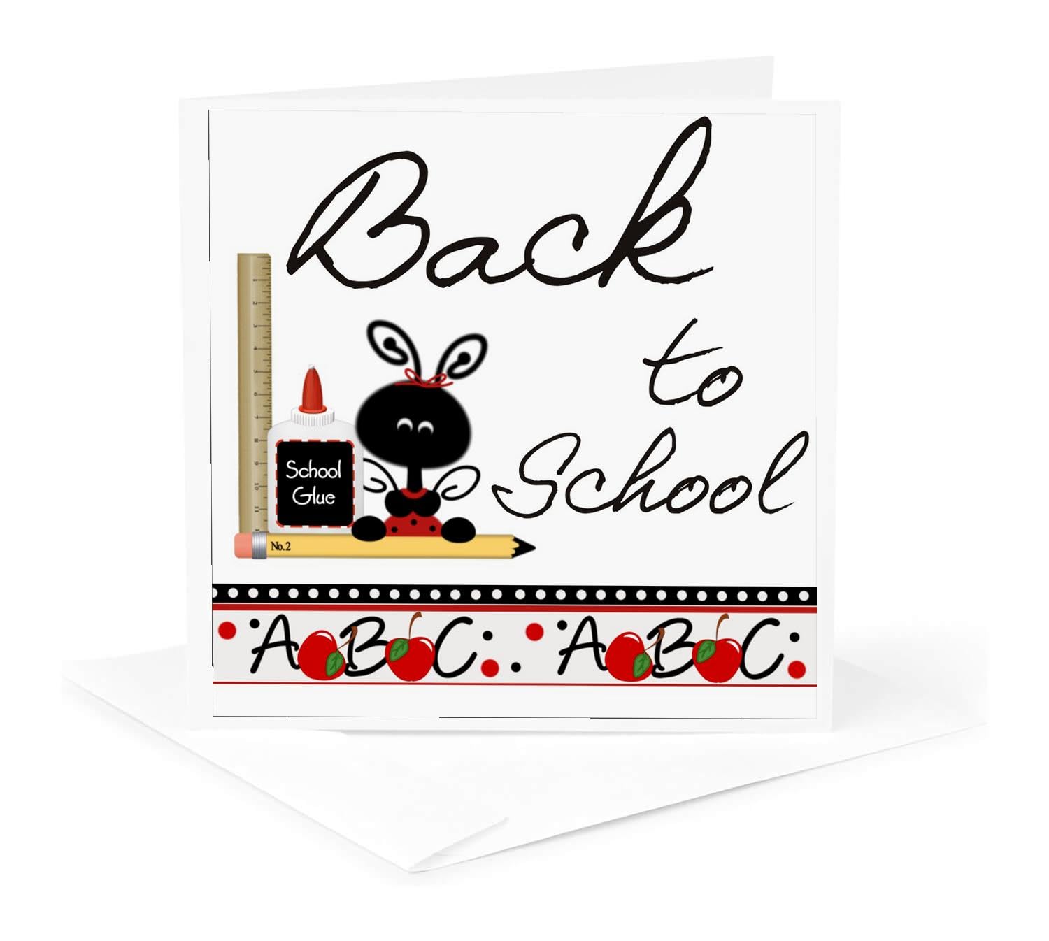 Back to School Greeting Card with Apple Design - Perfect for Teacher Appreciation, First Day of School & Classroom Gifts - Bulk Pack of 30 Cards