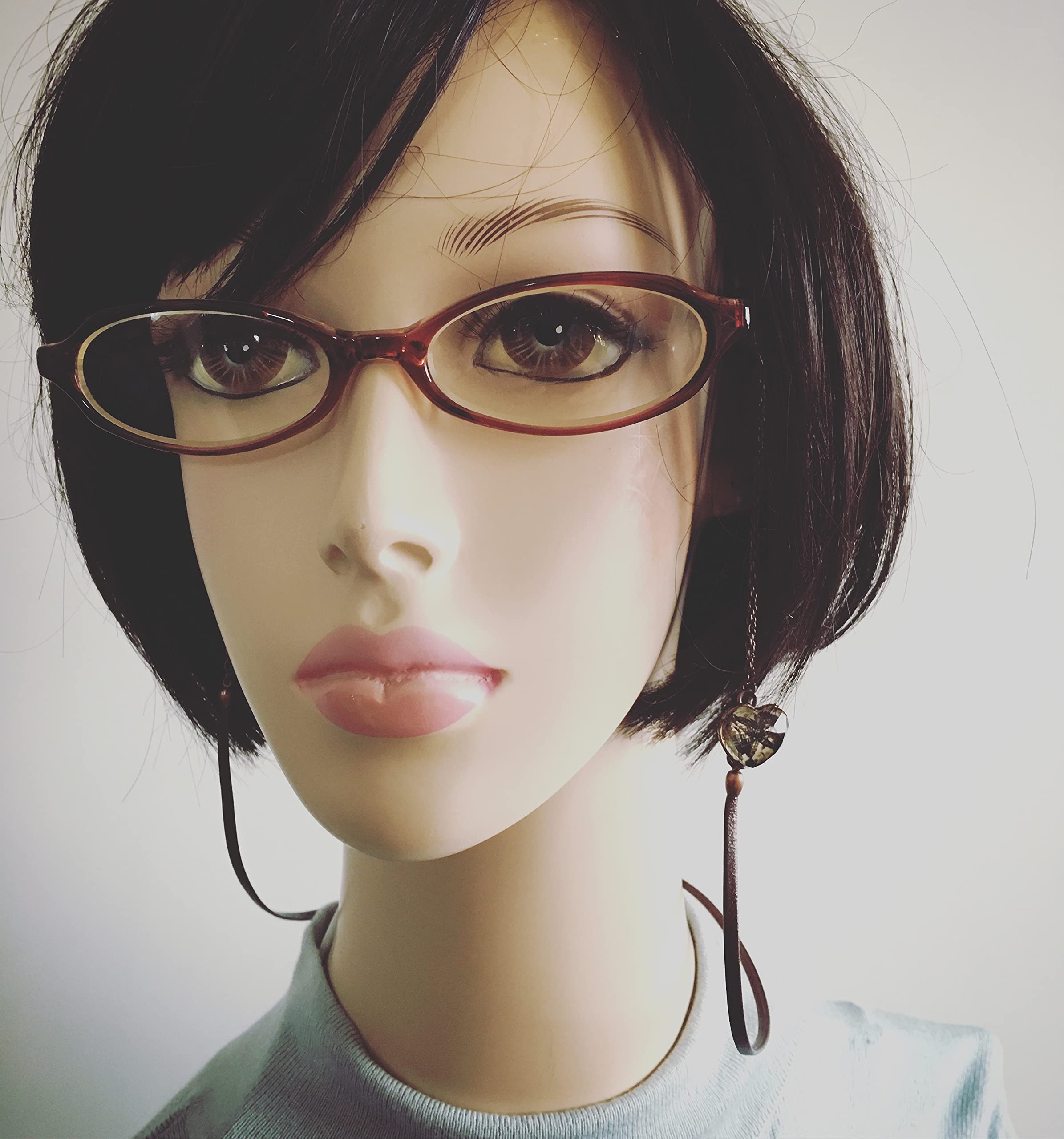 Elegant Lilies Leather Eyeglass Chain with Heart Charm - Stylish Glasses Holder for Reading, Driving & Fashion Accessories