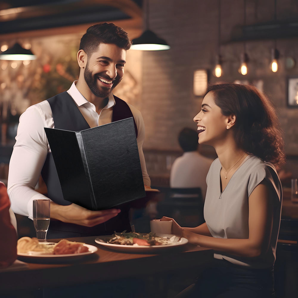 Premium 8.5x14 Inch PU Leather Menu Covers - 6 View Design, Set of 5 - Perfect for Restaurants, Cafes, and Event Catering