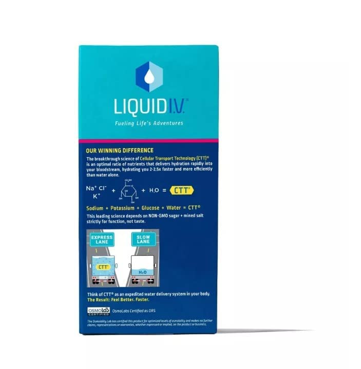 Liquid I.V. Hydration Multiplier Powder Packets - Passion Fruit Flavor (5.65 oz) | Electrolyte Drink Mix for Rapid Hydration, Energy Boost & Recovery - Perfect for Workouts, Travel & Outdoor Activities