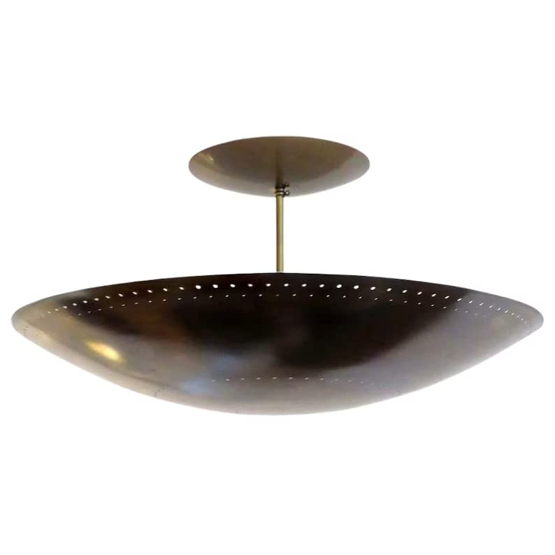 NauticalMart 6-Light Mid Century Modern Sputnik Chandelier - Elegant Flushmount Ceiling Light Fixture in Raw Brass - Perfect for Dining Room, Living Room or Bedroom Lighting