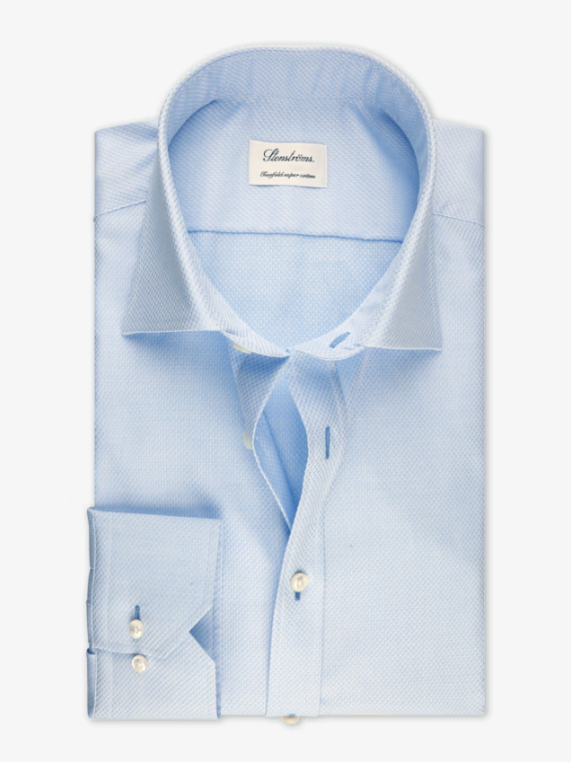 Premium Comfort Dress Shirt for Men - STENSTROMS Blue PRT - Perfect for Business, Office & Formal Occasions