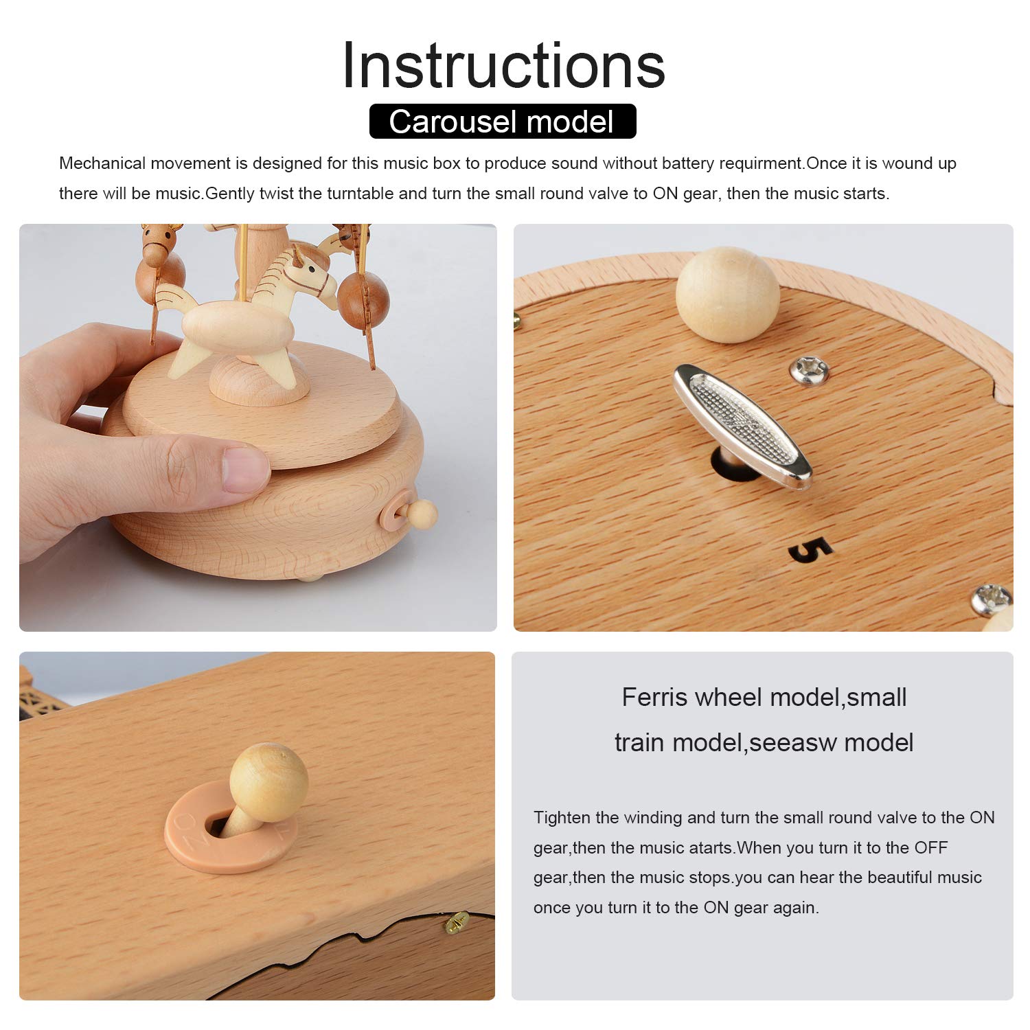 Wooden Music Box Birthday Cake Toy - Plays Happy Birthday Song for Kids Party Decor