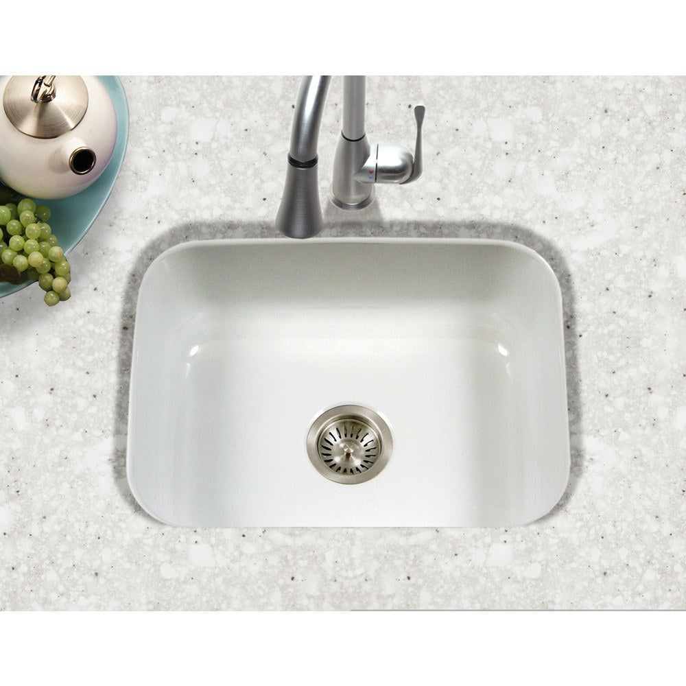 Houzer PCS 2500 Porcelain Enamel Steel Undermount Single Bowl Kitchen Sink - Durable & Stylish for Modern Kitchens, Perfect for Cooking & Dishwashing