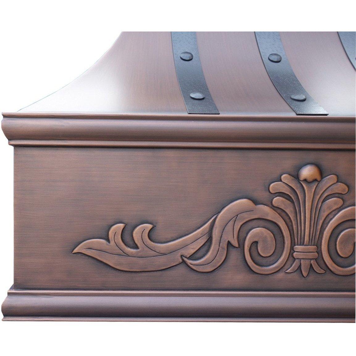 SINDA Tuscan Copper Range Hood H7TRA2 - 36 Inch Stainless Steel Kitchen Vent Hood with LED Lights - Perfect for Italian Style Home Kitchen Remodeling