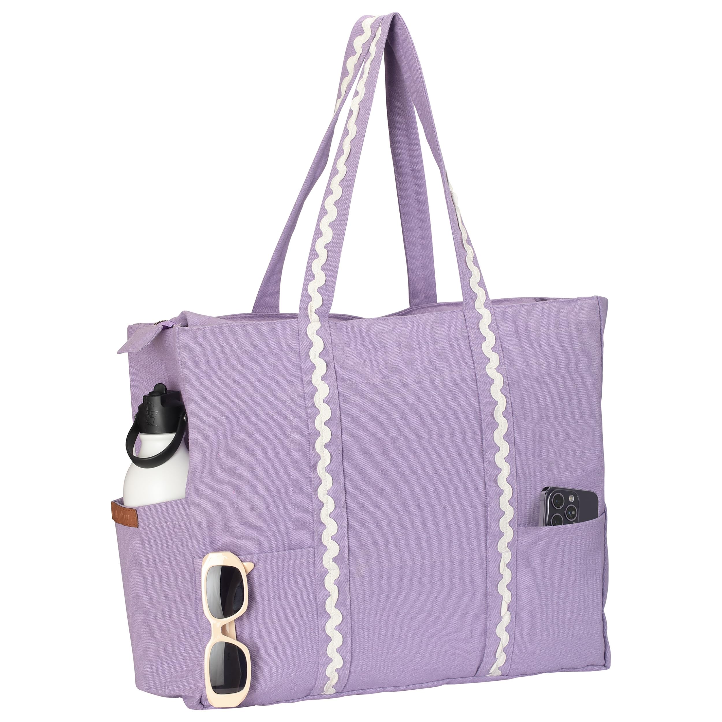 Folkulture Women's Tote Bag with Zipper - 17.5x15 Inch Large Easter Gift Bag for Women, Girls Travel & Weekender Overnight Bag - Perfect for Easter Gifts, Holiday Travel, Shopping & Daily Use