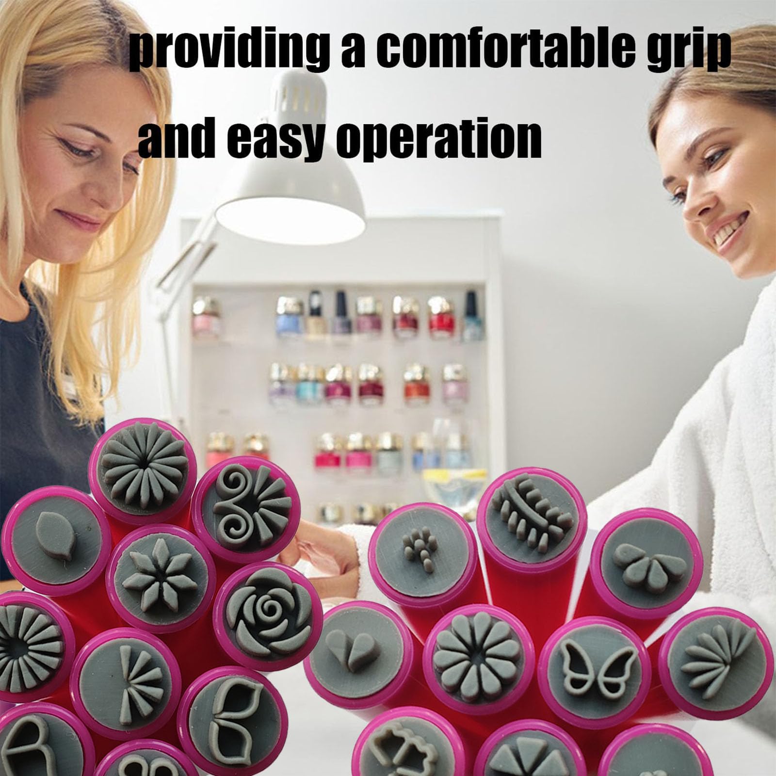 20Pcs Nail Art Stamp Pen Set with Flower Patterns - DIY Nail Design Tools for Home & Salon Use