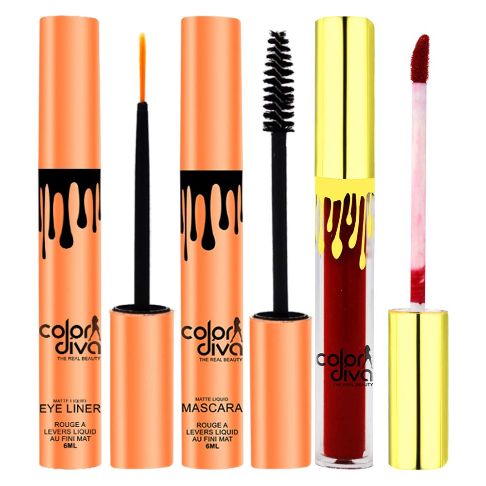 Waterproof & Long Lasting Eyeliner, Mascara & Sindoor - 6ml (Pack of 3) | Smudge-Proof Makeup for All-Day Wear | Perfect for Weddings, Parties & Daily Use