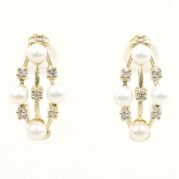 14K Yellow Gold Pearl and Diamond Stud Earrings for Women - Elegant Gift for Wedding, Anniversary & Special Occasions