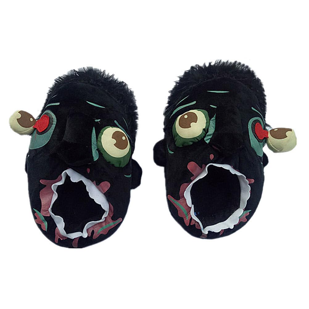 BESPORTBLE Funny Zombie Slippers for Men - Halloween Cartoon Cotton House Shoes with Anti-Slip Sole - Perfect for Halloween Parties, Cosplay & Home Wear (Black)