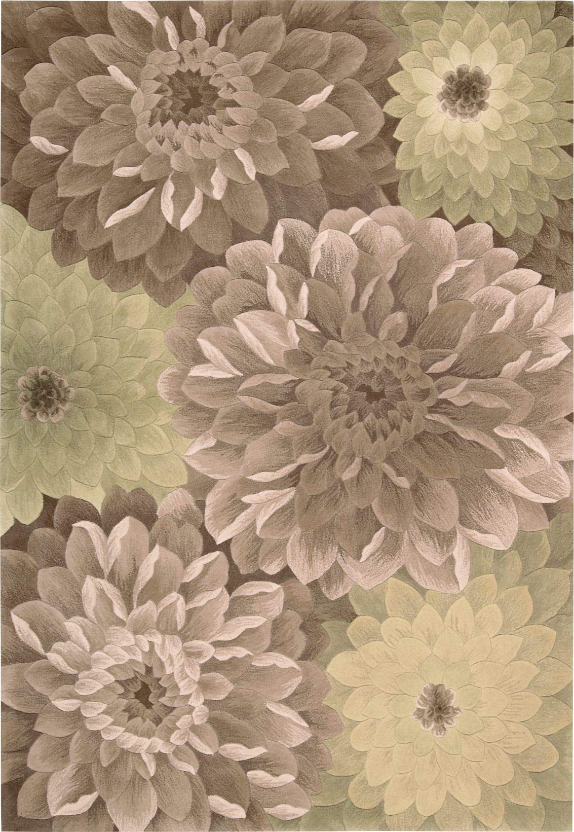Nourison Tropics Floral Taupe/Green 8' x 11' Area Rug - Easy to Clean, Non-Shedding, Soft & Durable - Perfect for Bedroom, Living Room, Dining Room & Kitchen Decor
