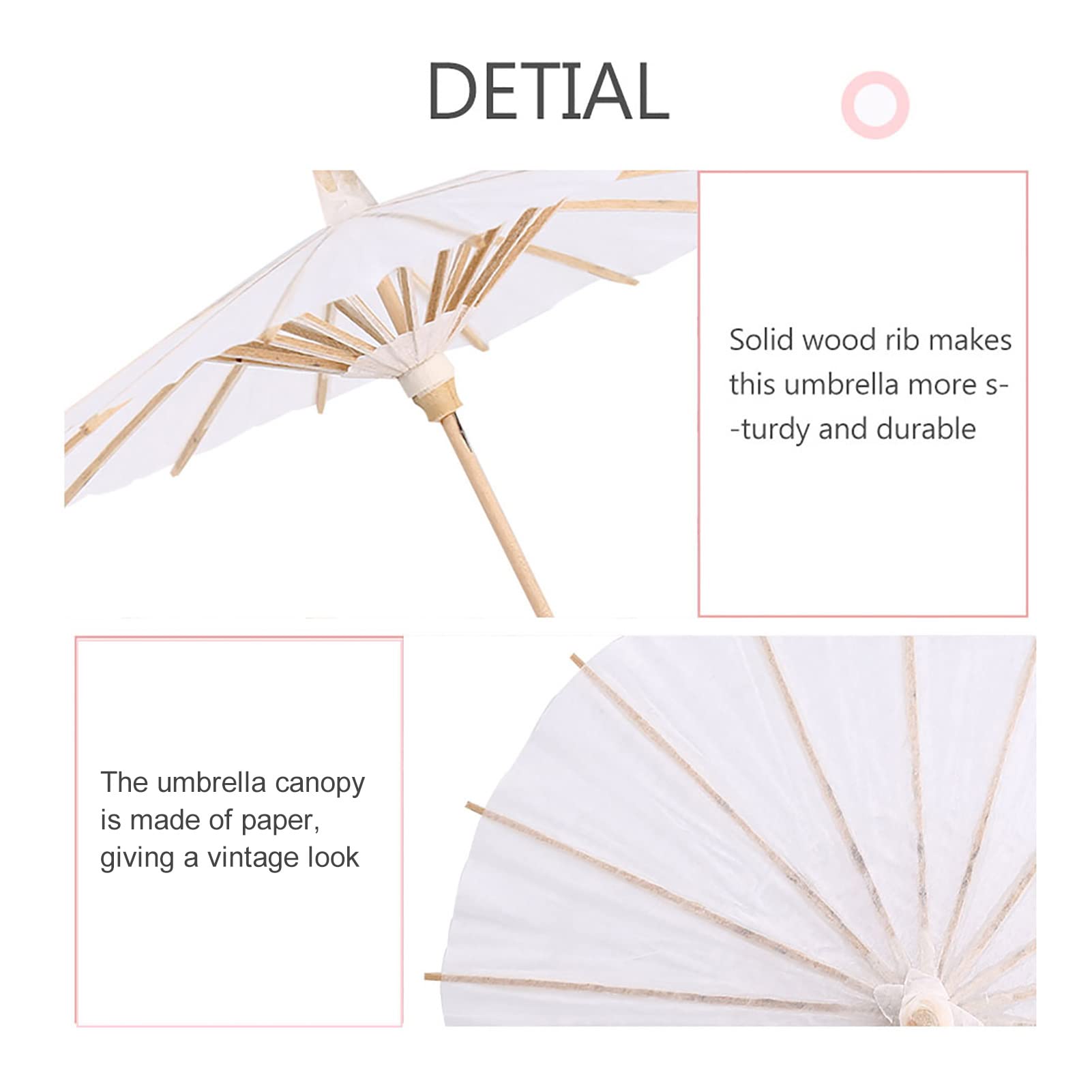 Wytino White Oiled Paper Umbrella - 60cm Chinese Decorative Parasol for Cosplay, Bridal Party, Wedding Decor & Asian-Themed Events | Traditional Handmade Paper Umbrella for Photography, Home Décor & Outdoor Use