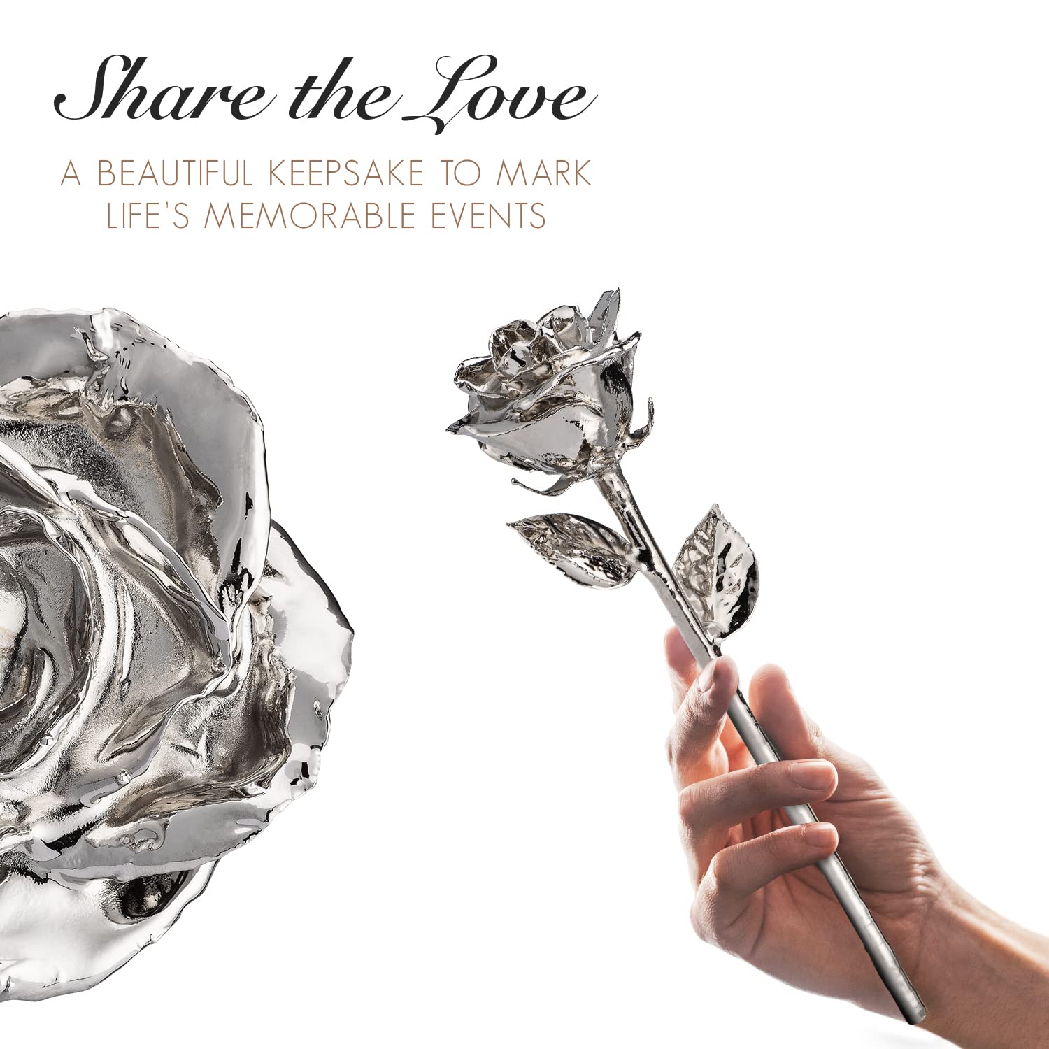 Platinum Dipped Forever Rose in Clear Glass Bud Vase - Genuine Handcrafted Eternal Flower | Unique Romantic Gift for Anniversary, Valentine's Day & Wedding | Perfect for Home Decor, Table Centerpiece & Luxury Gift Giving
