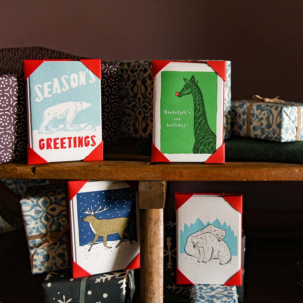 Handmade Letterpress Christmas Cards - Elegant Holiday Greeting Cards, Pack of 5 - Perfect for Family, Friends & Office Holiday Wishes