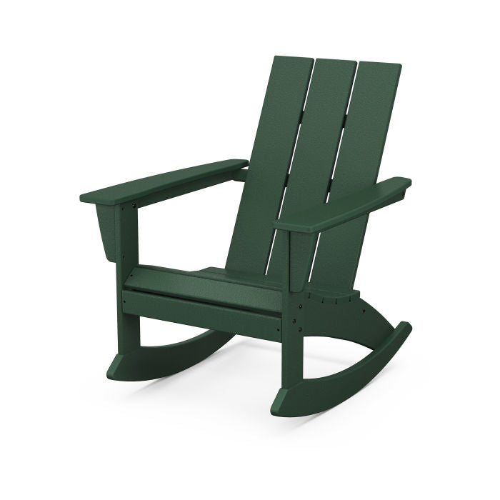 POLYWOOD Modern Adirondack Rocking Chair - Durable Outdoor Furniture for Patio, Garden & Poolside Relaxation | All-Weather Resin Wicker Design | Comfortable Rocking Motion | Perfect for Backyard, Deck or Porch