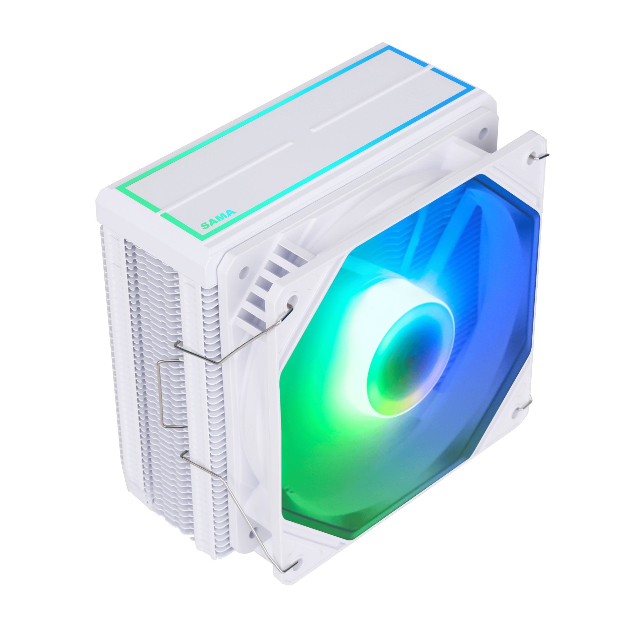 SAMA KA400DW RGB CPU Air Cooler - Compatible with Intel LGA 1150/1151/1155/1156/1200/1366/1700 Sockets - White LED Cooling Fan for PC Gaming & Workstation Builds