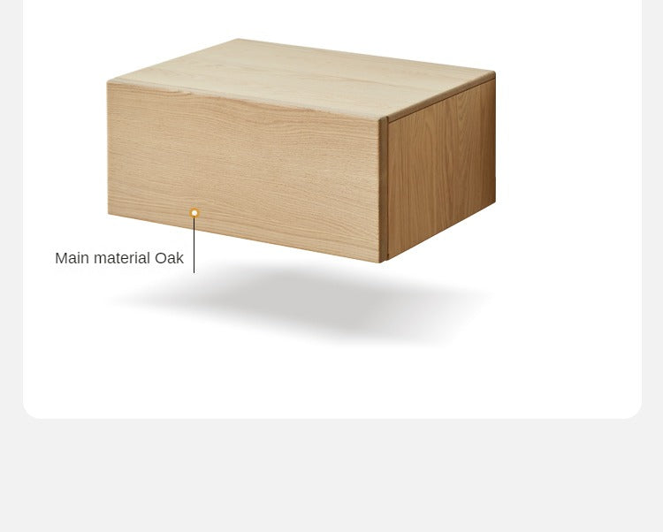 Solid Oak & Poplar Wood Floating Nightstand - Modern Bedside Table with Storage Shelf for Bedroom, Living Room, or Nursery