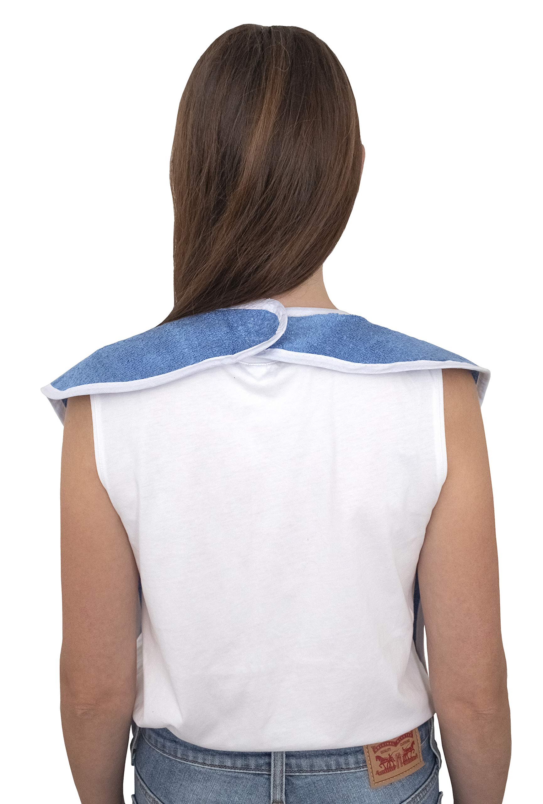 Elaine Karen 6 Pack Premium Adult Bibs for Women & Men - Adjustable Terry Cloth Bibs for Elderly, Seniors & Disabled - Machine Washable Clothing Protectors (Blue) - Perfect for Dining, Nursing Homes & Mealtime Protection