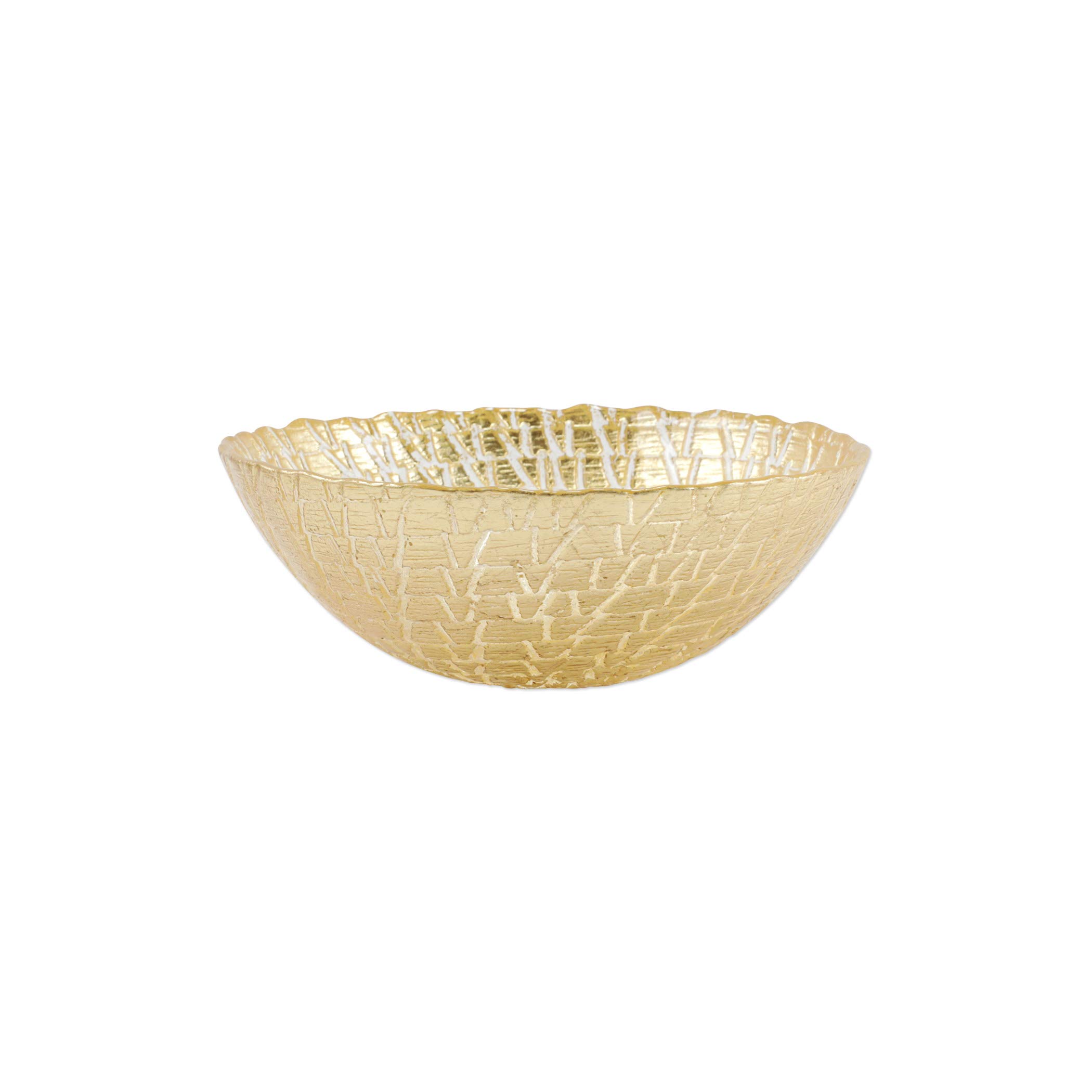 Vietri Rufolo Glass Gold Crocodile Small Bowl - Elegant Decorative Dish for Candy, Fruit & Nuts | Perfect for Home Decor, Office Desk & Party Serving