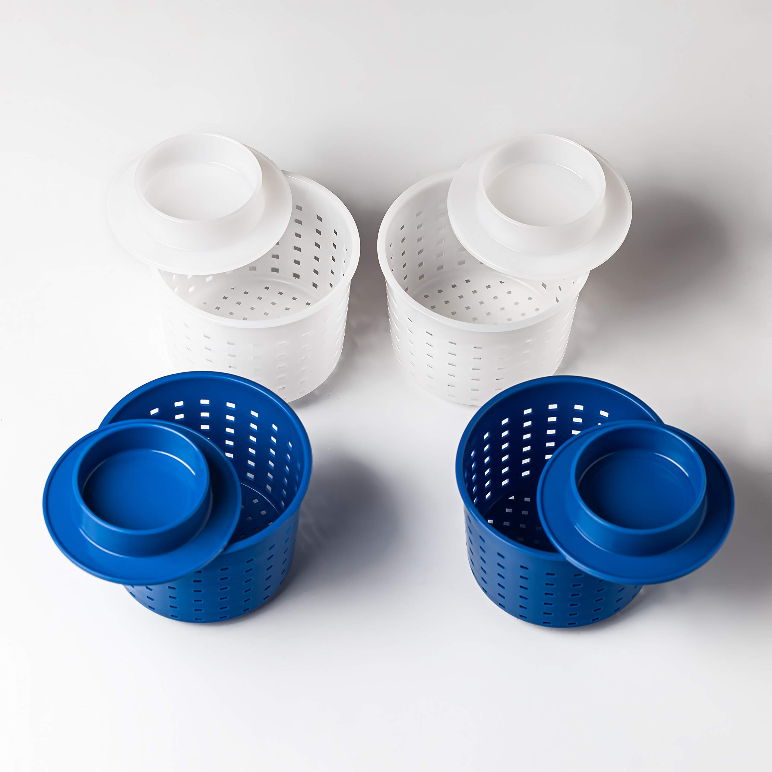 Premium Cheese Making Kit - 4-Piece Cheese Molds with Press Follower & Cheese Press (0.55 lbs, Blue & White) - Perfect for Homemade Cheddar, Mozzarella & Artisan Cheesemaking at Home