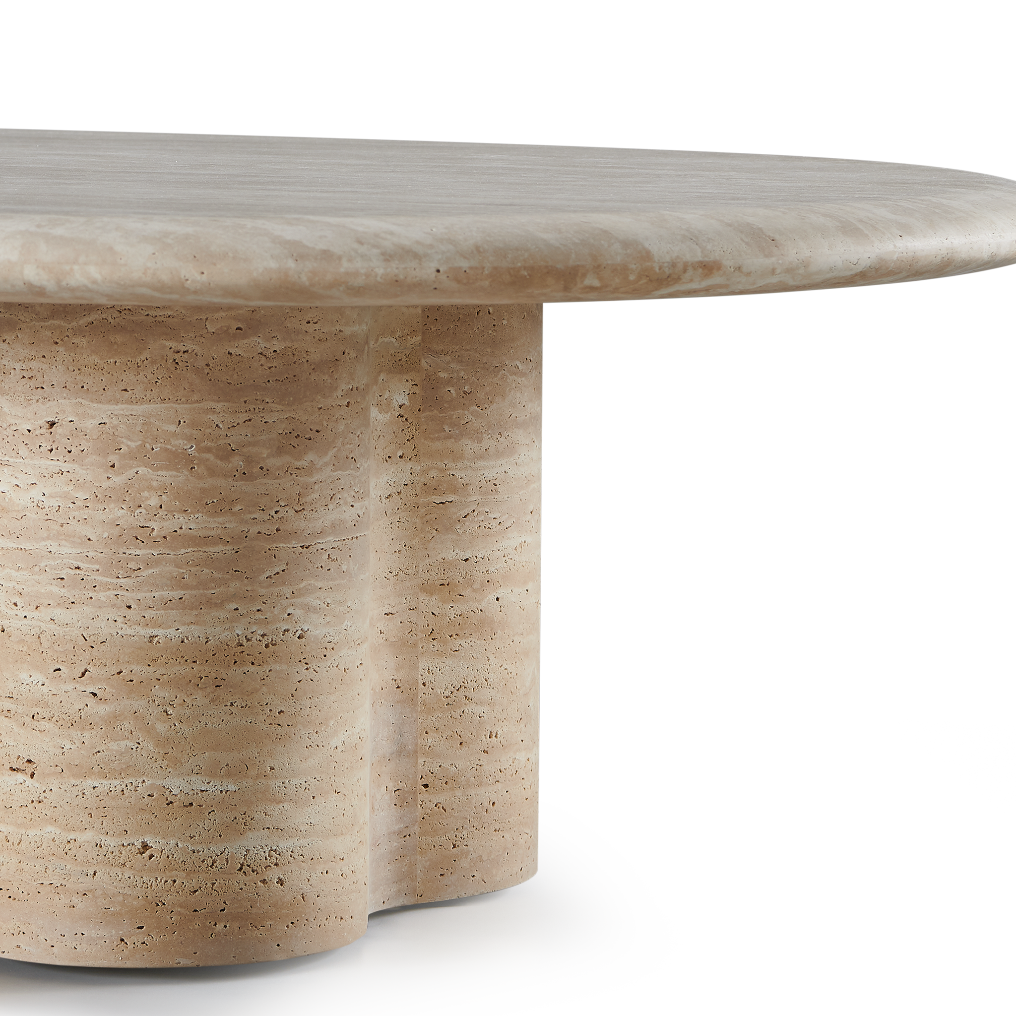 Portable Travertine Coffee Table - Natural Stone Top with Wooden Base for Living Room, Lounge & Patio - Perfect for Coffee, Books & Decor