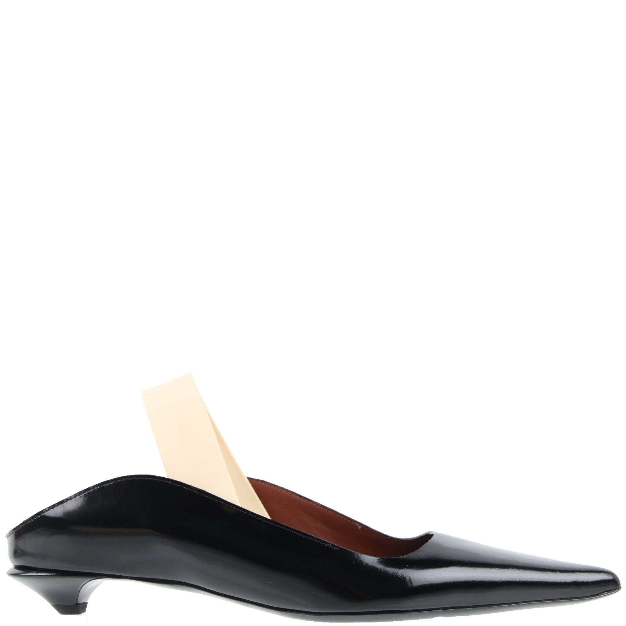 Women's Glossy Black Slingback Wave Pumps - Elegant Heels for Office, Party & Evening Wear