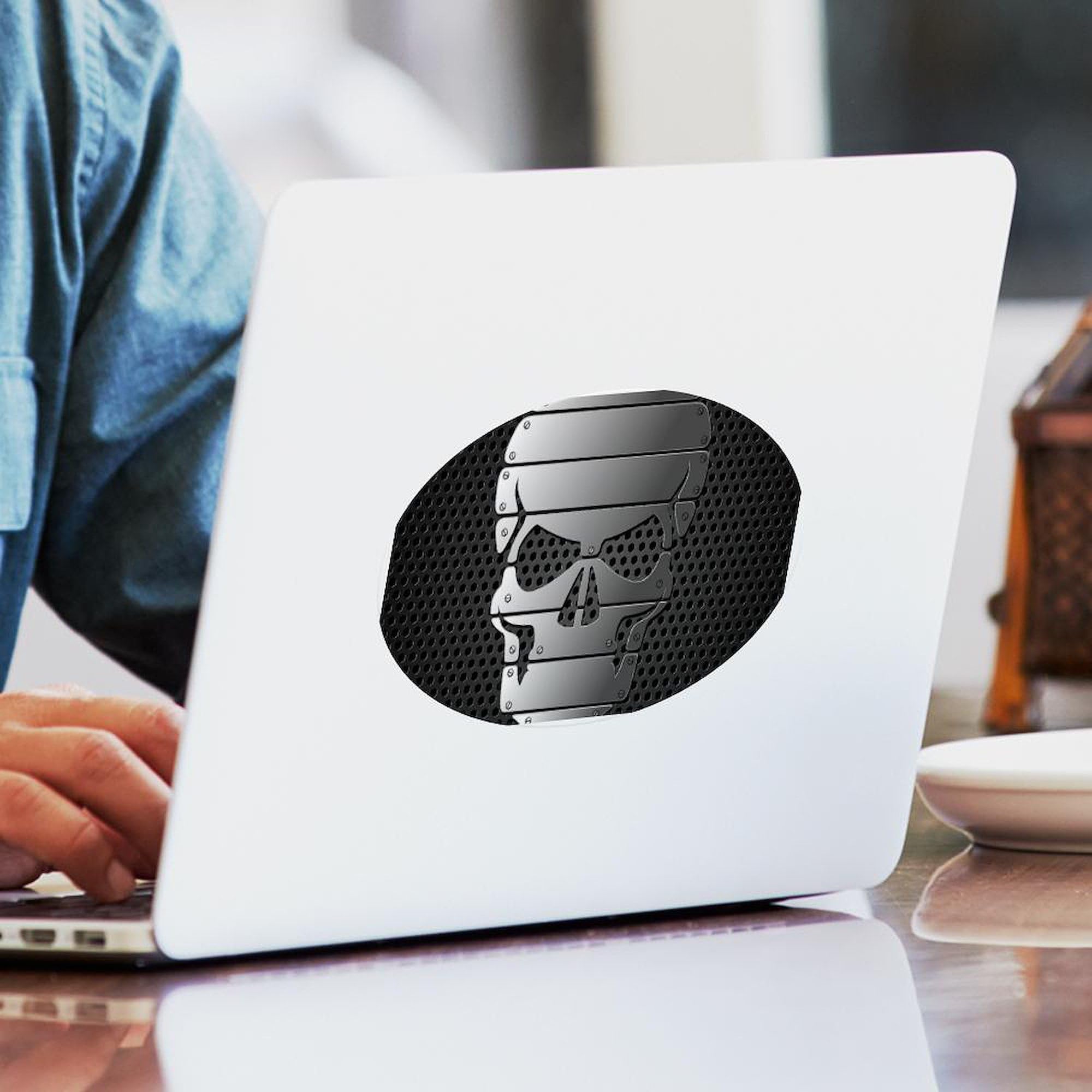 Chrome Skull Car Sticker - Durable Bumper Decal for Cars & Laptops