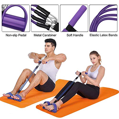 Premium 4-Tube Resistance Bands Set - Elastic Pull Rope for Full Body Workout, Yoga, Pilates & Strength Training - Perfect for Home Gym, Leg, Arm, Core & Abdominal Exercises - Ideal for Stretching, Toning & Slimming Workouts