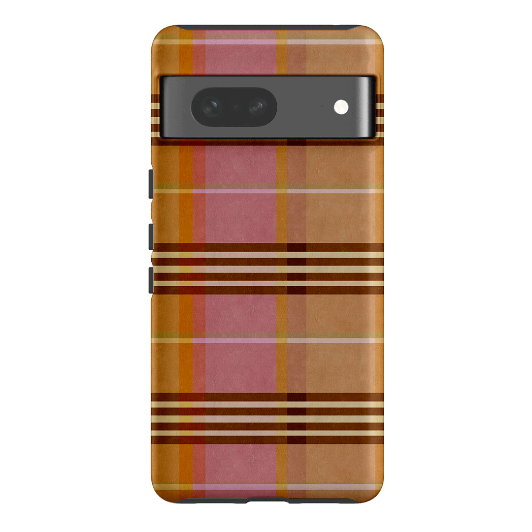 Peachy Plaid Phone Case for iPhone 15/14/13/12/11 Pro Max - Cute Tartan Pattern Protective Cover with Shockproof Design - Perfect for Everyday Use, Travel & Fashion Accessories