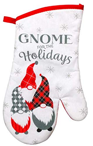 Gnome-Themed Holiday Kitchen Towel Set (5-Piece) - Christmas Dish Towels, Oven Mitt & Pot Holders - Festive Gnome Decor for Kitchen - Printed Cotton Hand Towels - Perfect for Holiday Cooking, Baking & Home Decor