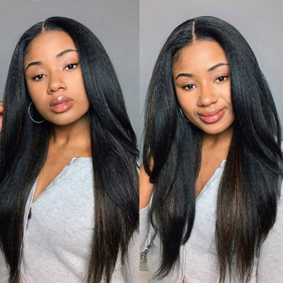 Beauty Forever 10A Grade Human Hair V Part Wig - Kinky Straight Glueless U Part Wigs for Women | 150% Density, No Leave Out, Beginner Friendly with Clips | Natural Color 18 Inch | Perfect for Daily Wear, Special Occasions & Protective Styling