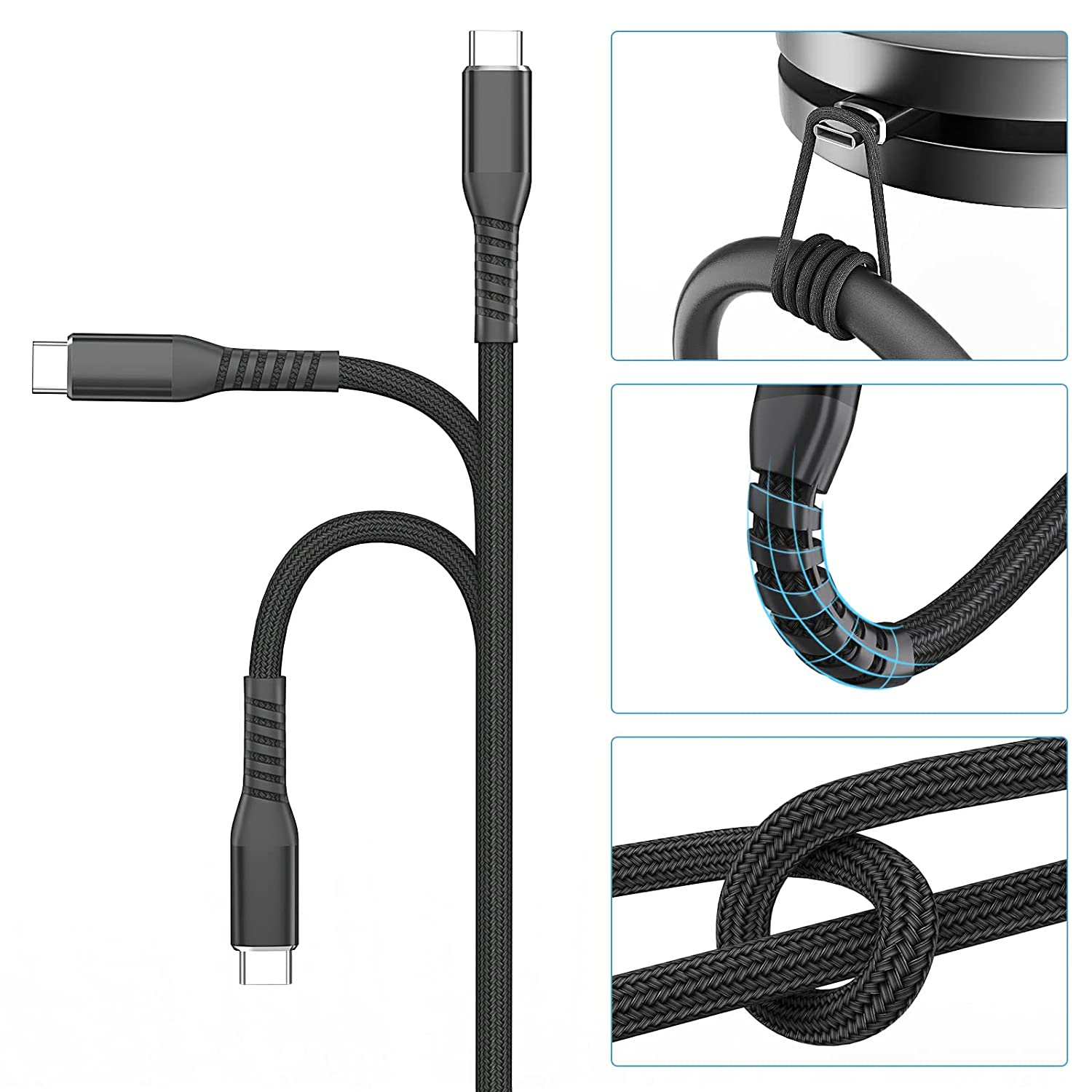 10ft USB C Cable 3-Pack - 3A Fast Charging Type C Cable with Premium Nylon Braid - Compatible with Samsung Galaxy, iPhone 15, iPad Pro & More - Perfect for Home, Office & Travel Charging