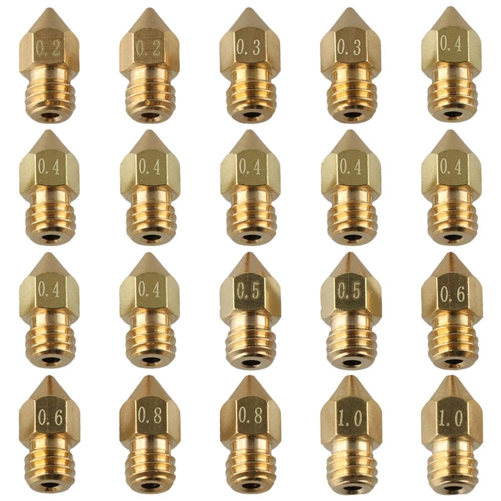 20PCS 3D Printer Nozzle Kit - Stainless Steel & Brass Extruder Nozzles with Cleaning Tools | High Temperature Resistant for 3D Printing, DIY Projects & Home Repairs