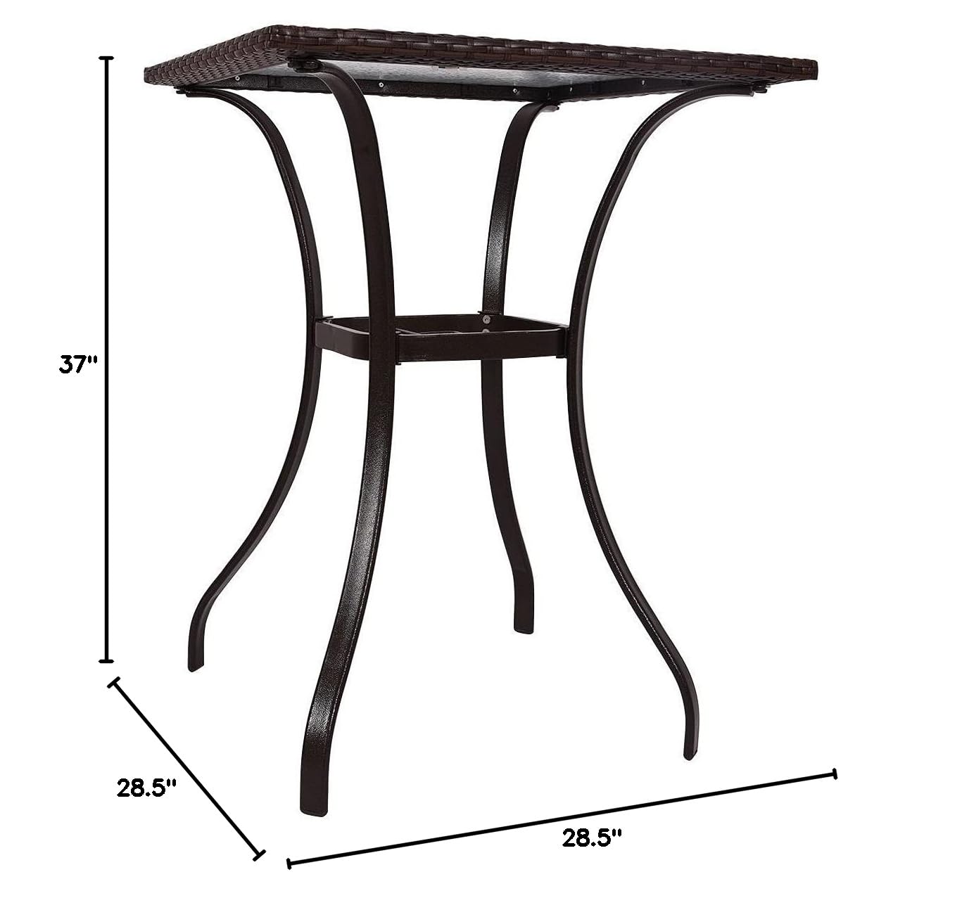 Premium Rattan Wicker Square Coffee Table with Tempered Glass Top & Umbrella Hole - Outdoor Patio, Garden, Poolside Furniture for Backyard, Lawn, or Indoor Decor - Perfect for Dining, Lounging & Entertaining