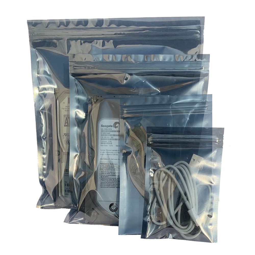 40pcs Anti Static Bags - 4 Sizes Mixed ESD Shielding Bags with Labels for Hard Drives, HDD & Electronic Components - Perfect for Computer Repair, PCB Storage & Electronic Device Protection