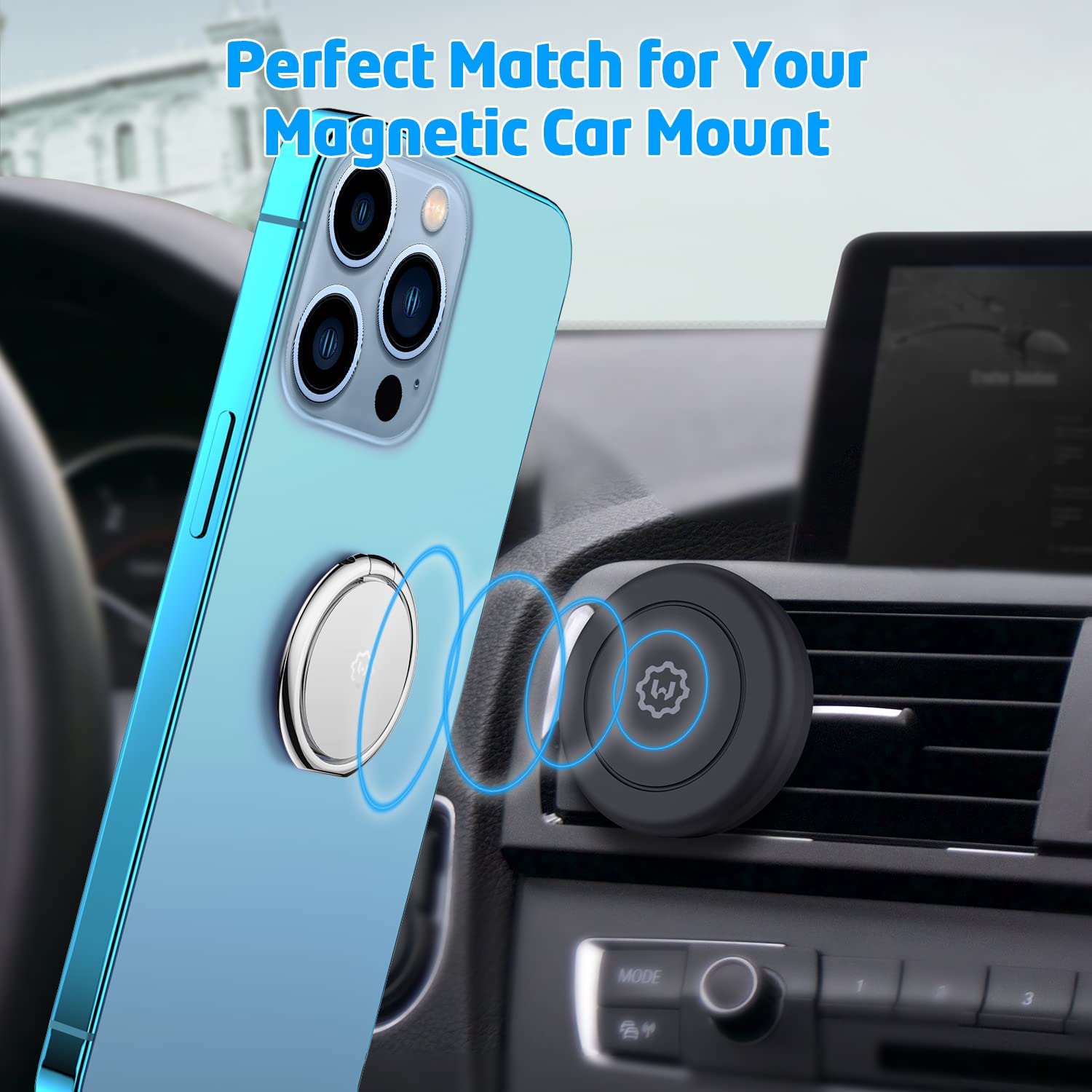 WixGear 2 Pack Universal Magnetic Phone Ring Holder with Kickstand - Silver, Compatible with All Phones, Perfect for Hands-Free Use, Car Mounts, and Everyday Convenience