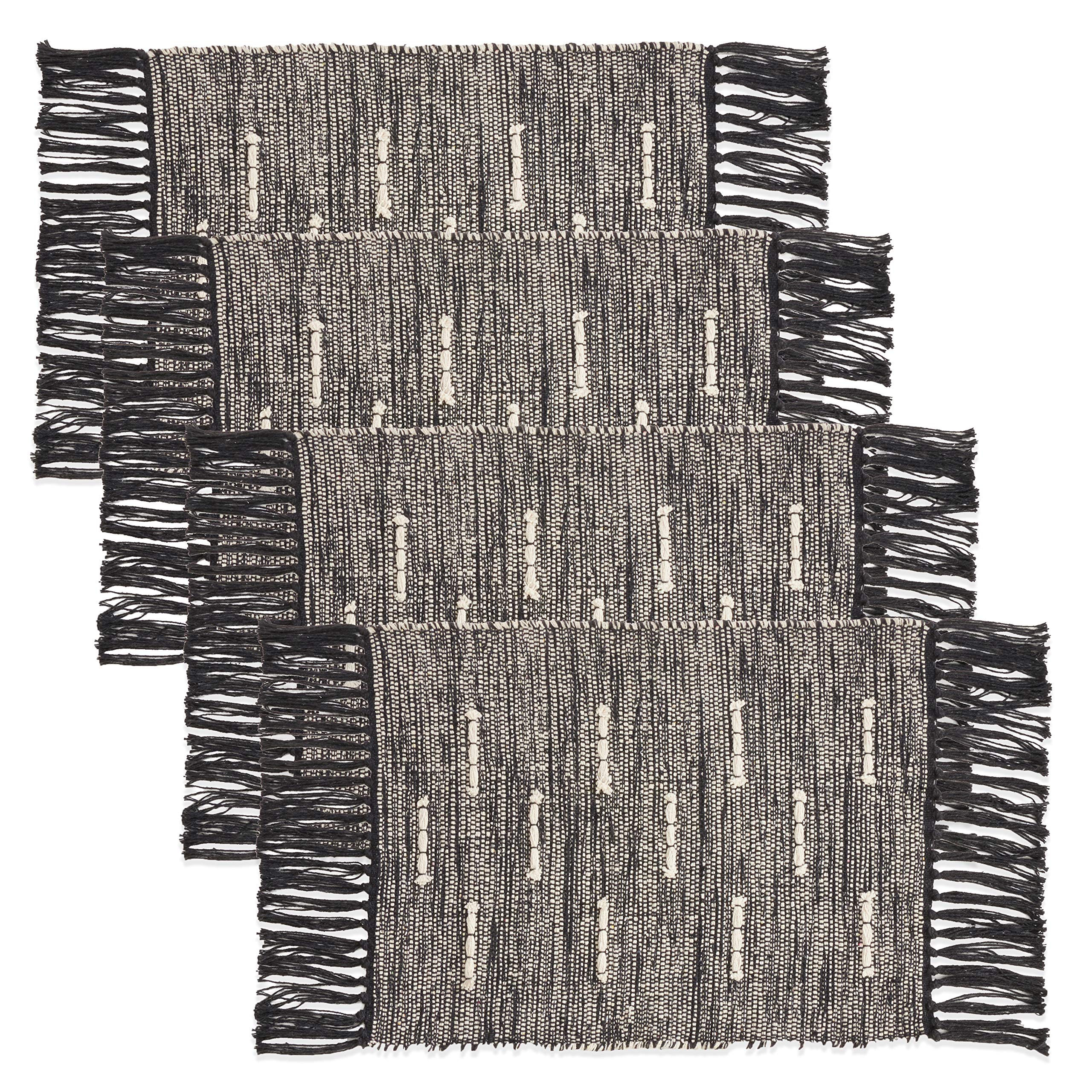 Premium Dashed Stitch Placemats Set of 4 - Elegant Table Decor for Dining Room, Kitchen, and Party Settings - Washable & Durable Place Mats for Everyday Use and Special Occasions