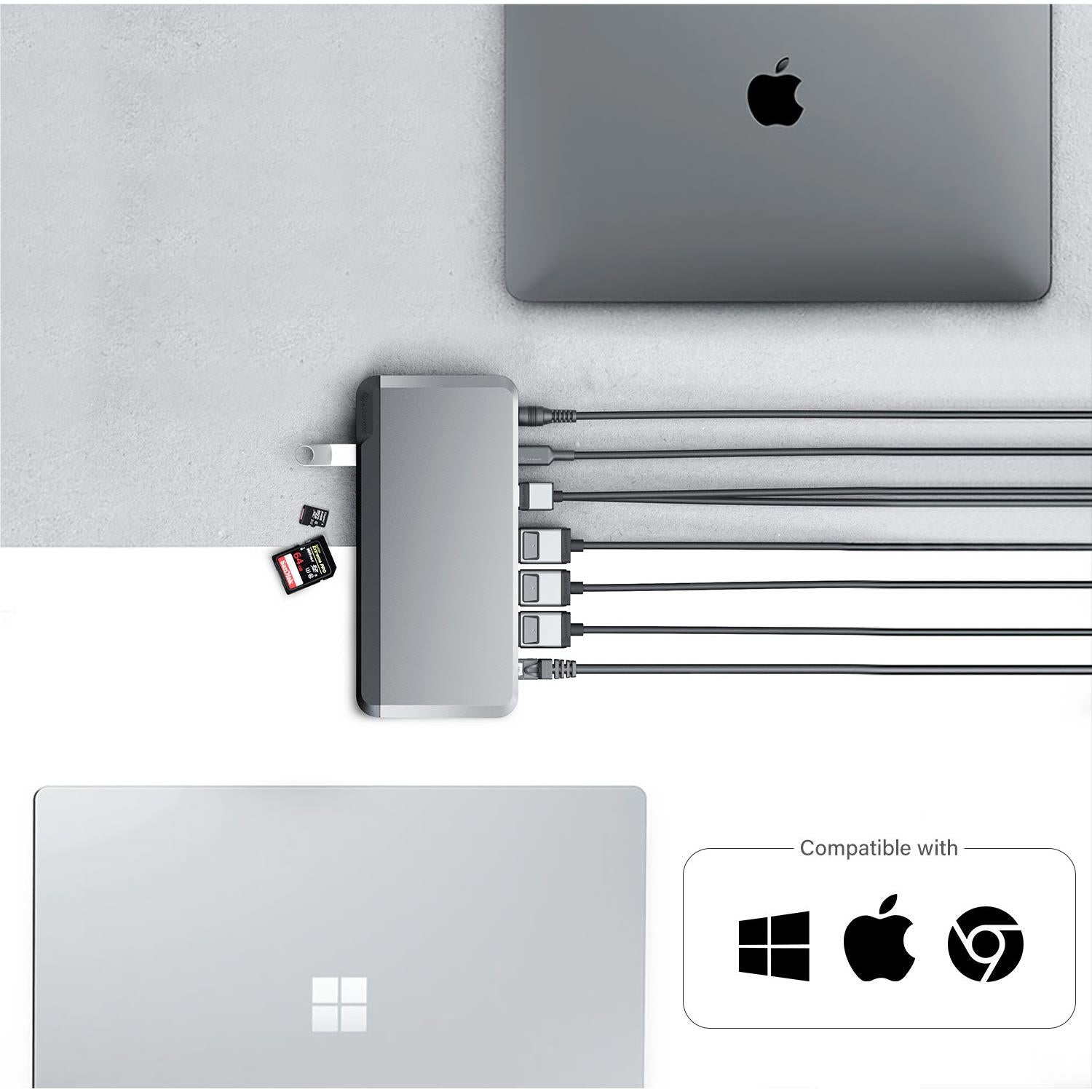 Alogic USB C Triple 4K Docking Station with 100W Power Delivery - 12-in-1 Laptop Dock for MacBook Pro/Air, Dell, HP - Ideal for Home Office, Gaming & Multi-Monitor Setup
