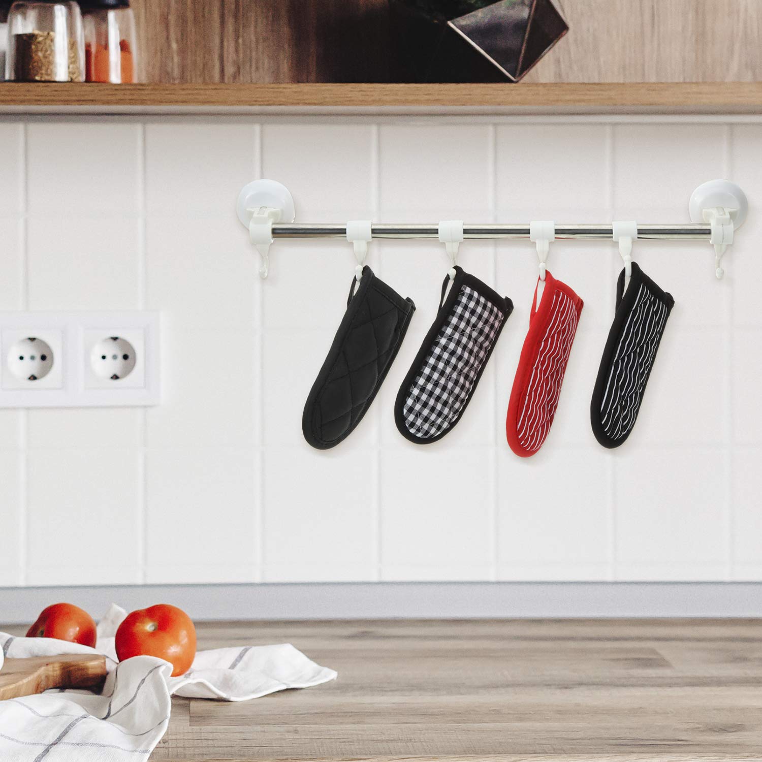 Heat Resistant Cotton Pot Handle Covers - 4 Pack Non-Slip Pan Grip Sleeves for Cast Iron Skillets | Washable Kitchen Accessories for Cooking, BBQ & Home Use | Perfect for Stovetop, Oven & Outdoor Grilling