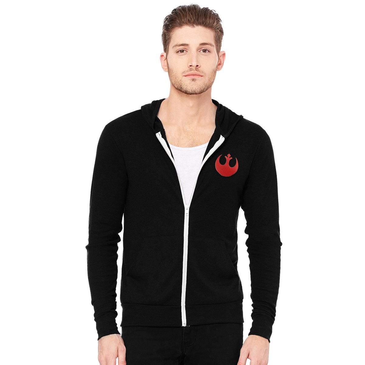 Star Wars Rebel Alliance Tri-Blend Full-Zip Lightweight Hoodie for Men & Women - Comfortable Pullover for Cosplay, Casual Wear & Fan Gifts