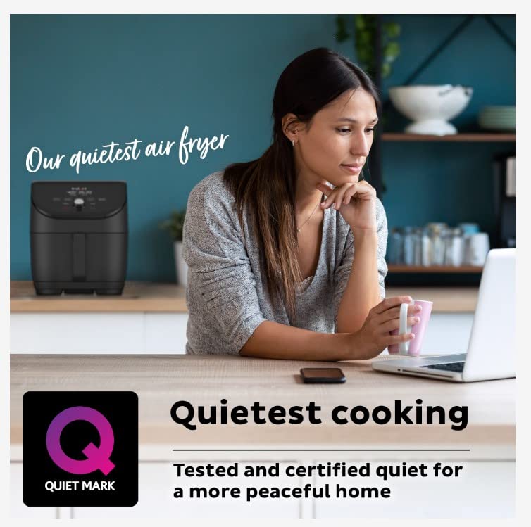 Instant Pot Vortex Slim XL 6QT Air Fryer - Quiet, Space Saving, Nonstick & Dishwasher-Safe | Crisps, Roasts, Reheats, Bakes & Broils | 100+ In-App Recipes | Perfect for Healthy Cooking, Meal Prep & Family Dinners | Black