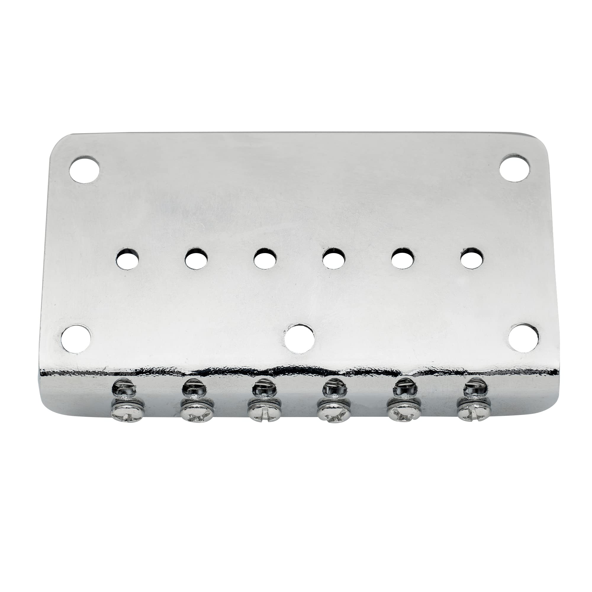 Musiclily 52.5mm Fixed Hardtail Bridge for 6-String Fender Strat Tele Electric Guitar - Chrome Plated Steel Replacement Part - Perfect for Guitar Repair & Upgrade