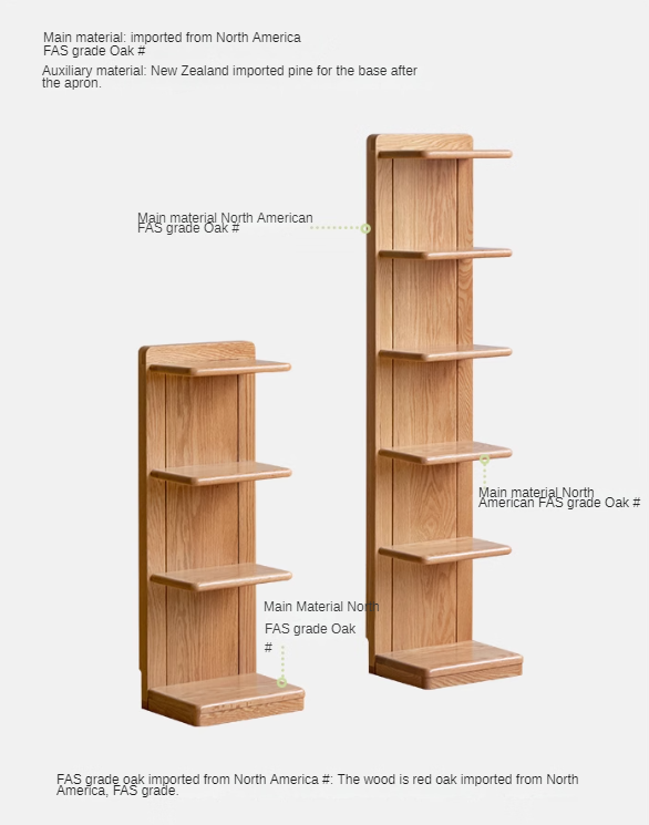 Premium Oak Solid Wood Multi-Layer Storage Shelf - Organize Books, Toys, and Home Decor - Perfect for Living Room, Bedroom, and Office Organization