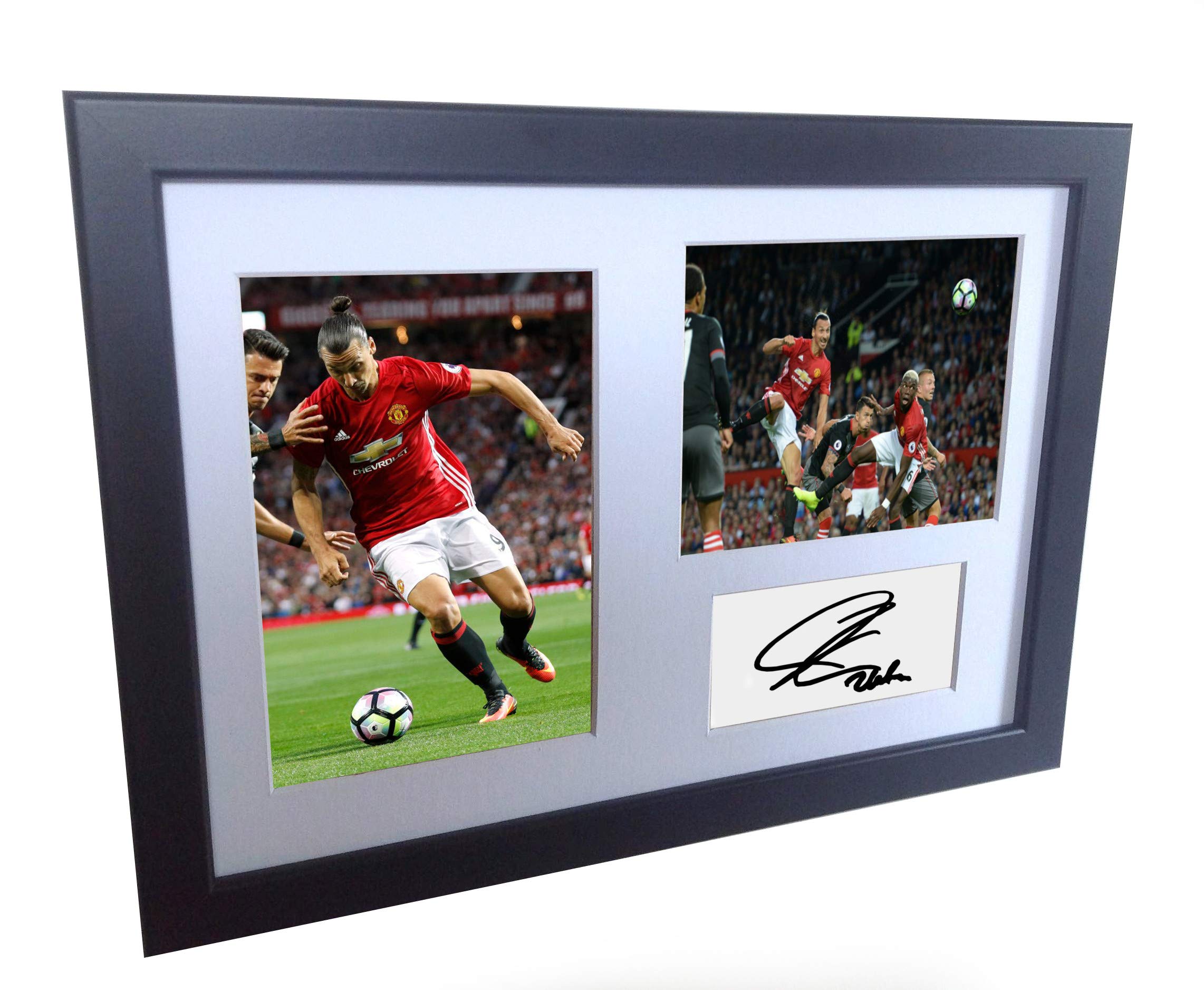 Signed Zlatan Ibrahimovic Manchester United Autographed Photo - A4 Framed Memorabilia for Soccer Fans, Man Utd Collectors & Sports Decor | Perfect for Game Room, Office Display & Gift
