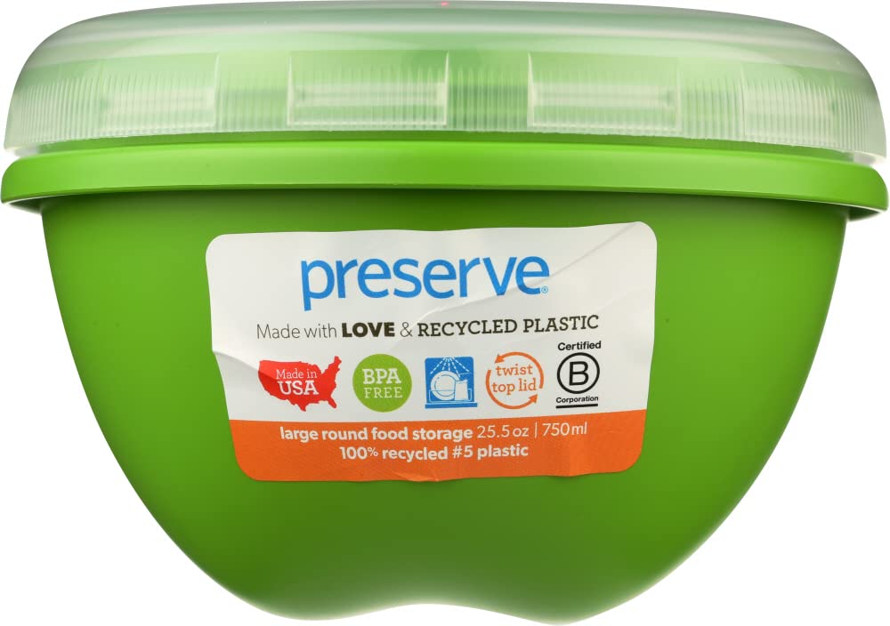 Eco-Friendly Large Round Food Storage Container Set of 22 - 25 Ounce Preserve Apple Green - Perfect for Meal Prep, Leftovers & Pantry Organization