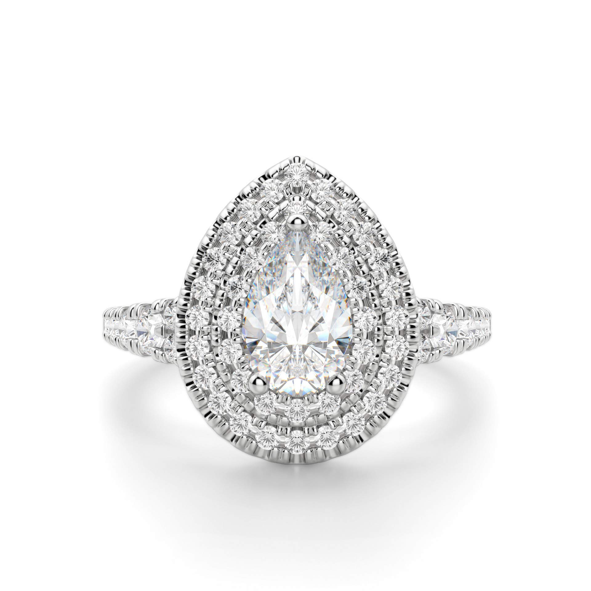 2 Carat Pear Moissanite Engagement Ring Set for Women - Vintage Halo Wedding Band, Solitaire Promise Ring, Anniversary Gift - Perfect for Proposals, Bridal Jewelry & Special Occasions